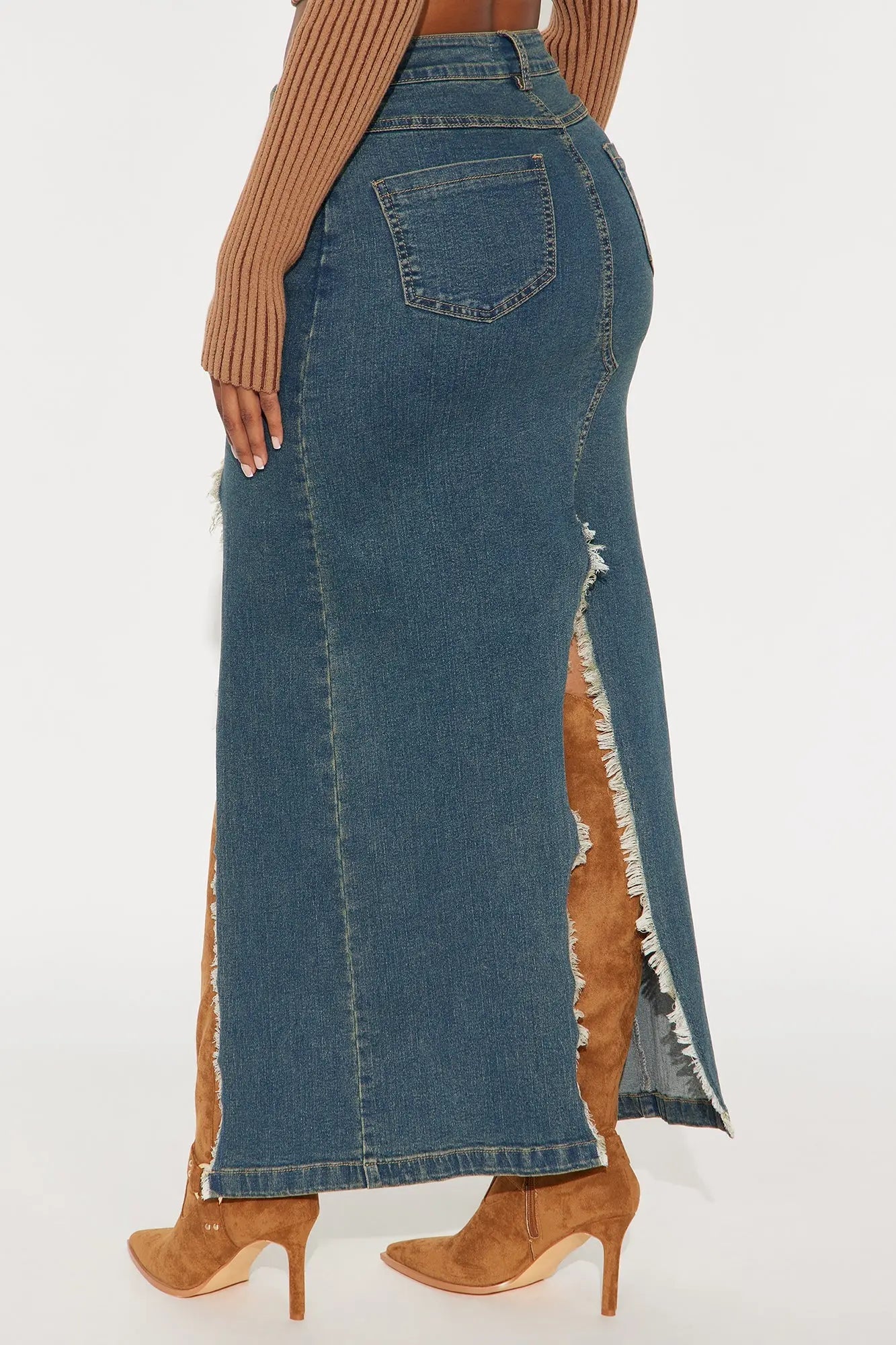 Mixed Signals Denim Maxi Skirt - Vintage Wash 