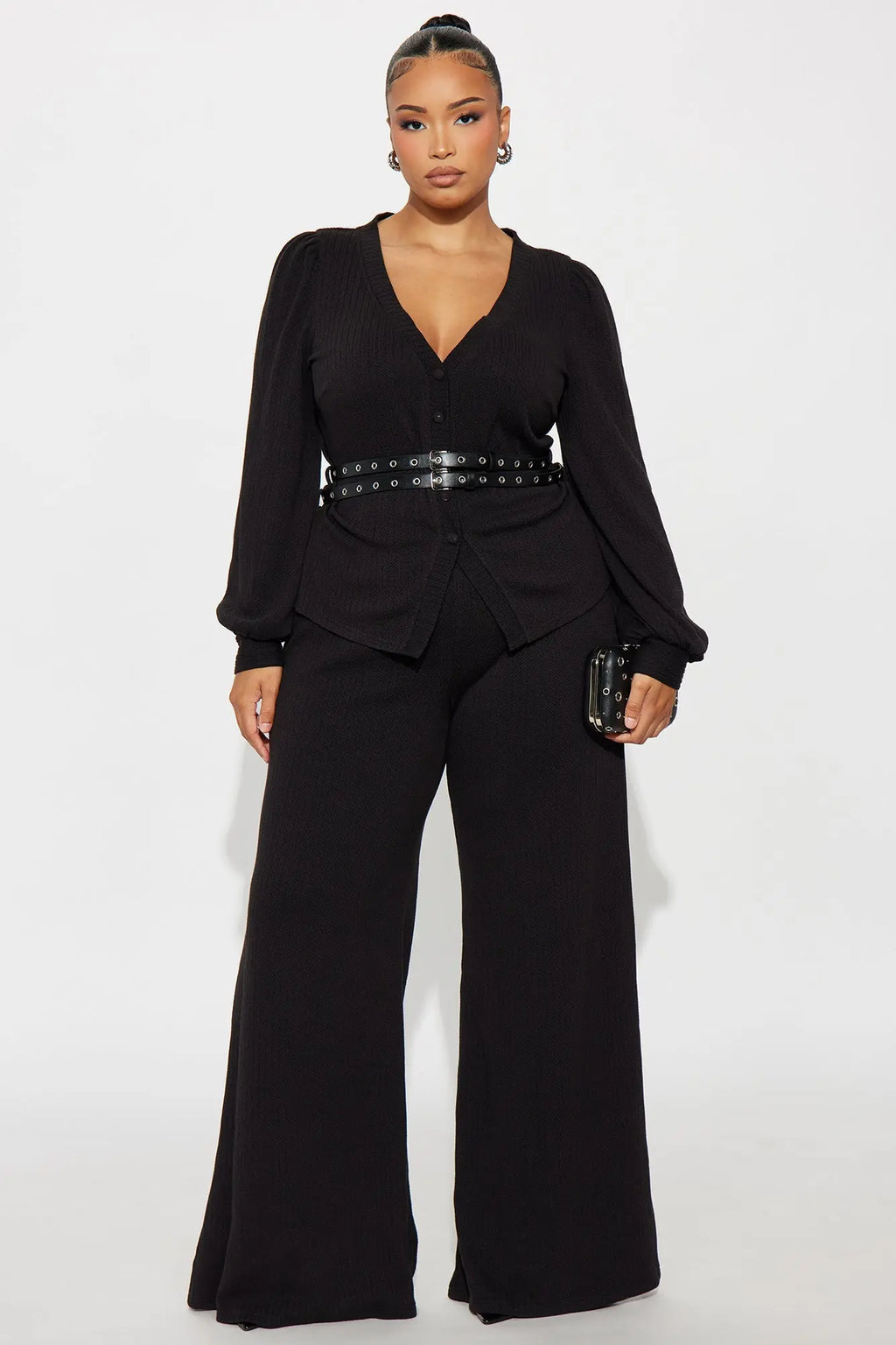 Better Together Belted Pant Set - Black 