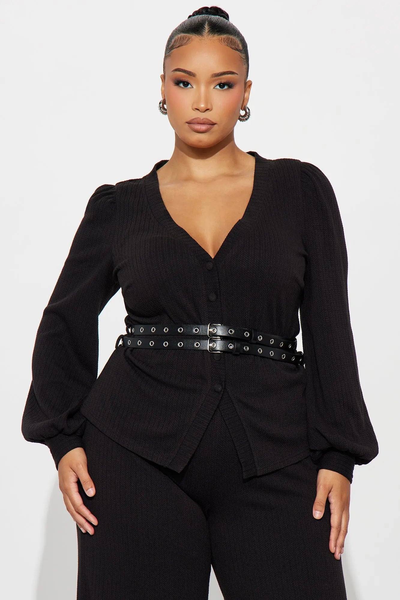 Better Together Belted Pant Set - Black 