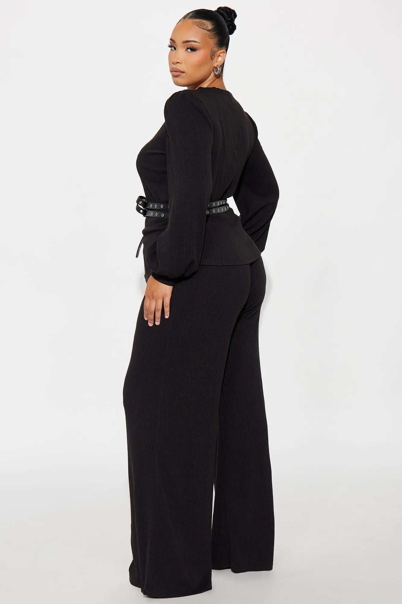 Better Together Belted Pant Set - Black 