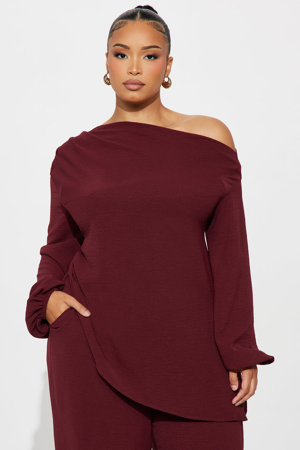 Laura Off Shoulder Pant Set - Plum 
