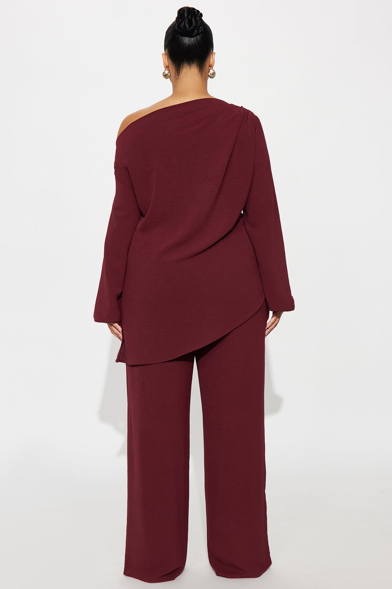 Laura Off Shoulder Pant Set - Plum 