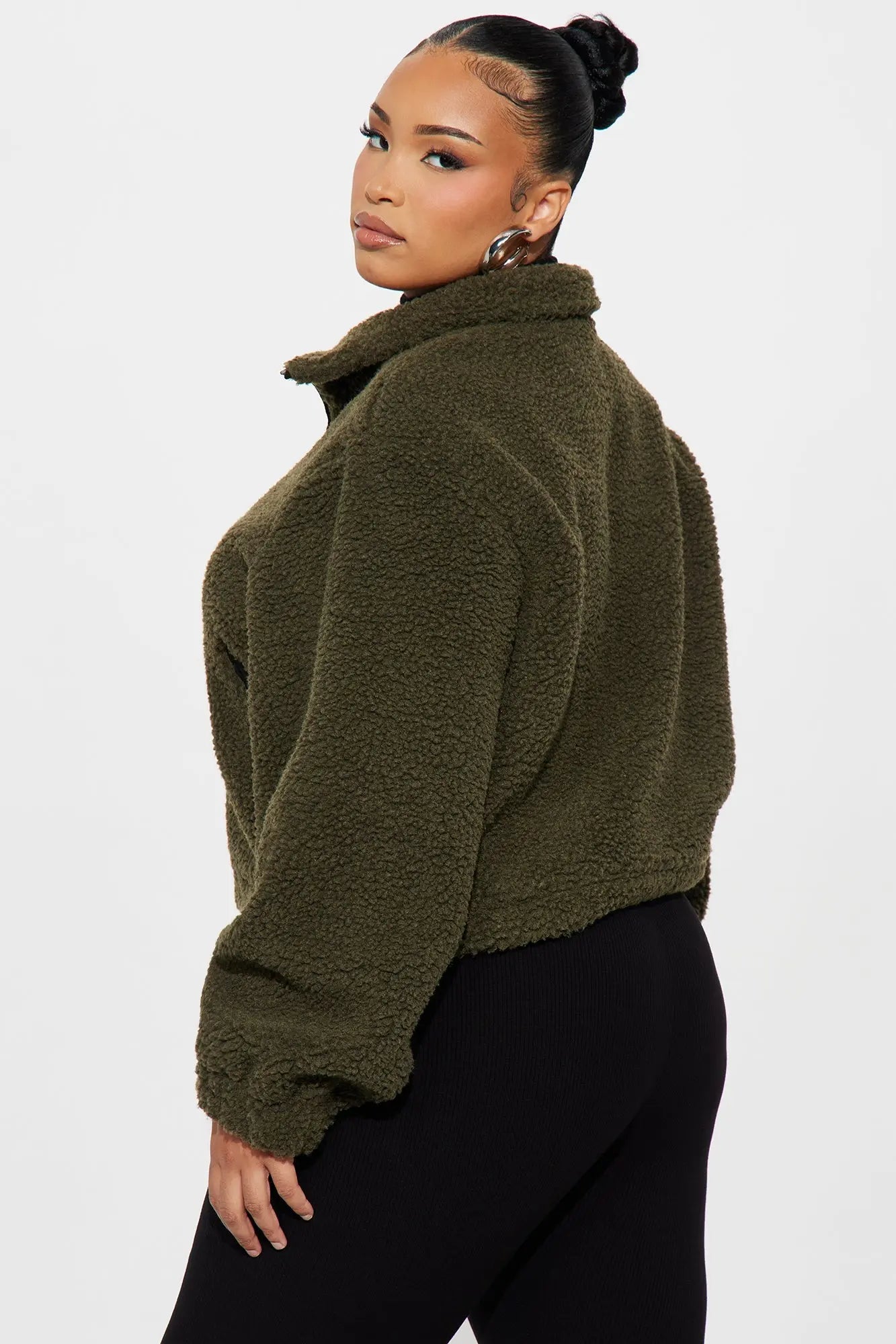 Cozy Cove Faux Sherpa Coat - Olive/combo 
