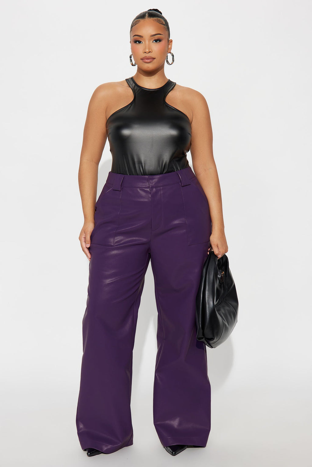Tailored For You Faux Leather Pant - Purple