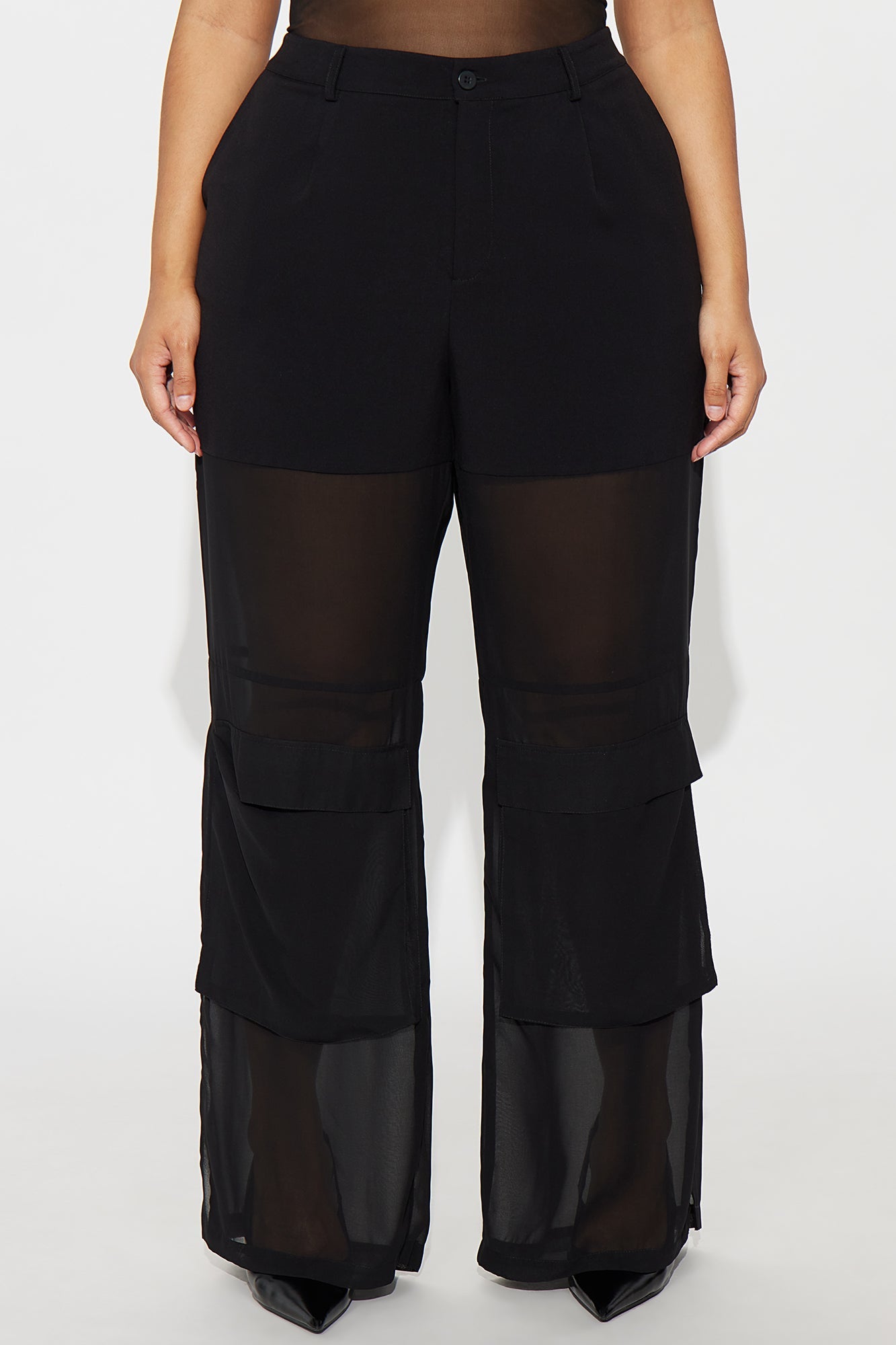 Lourdes Wide Leg Sheer Pant 32″ - Black 