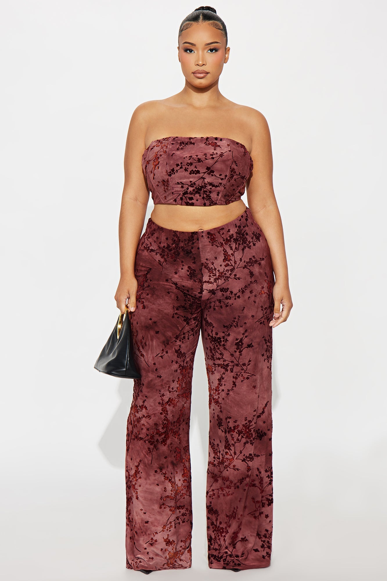 Angelique Corset Pant Set - Burgundy