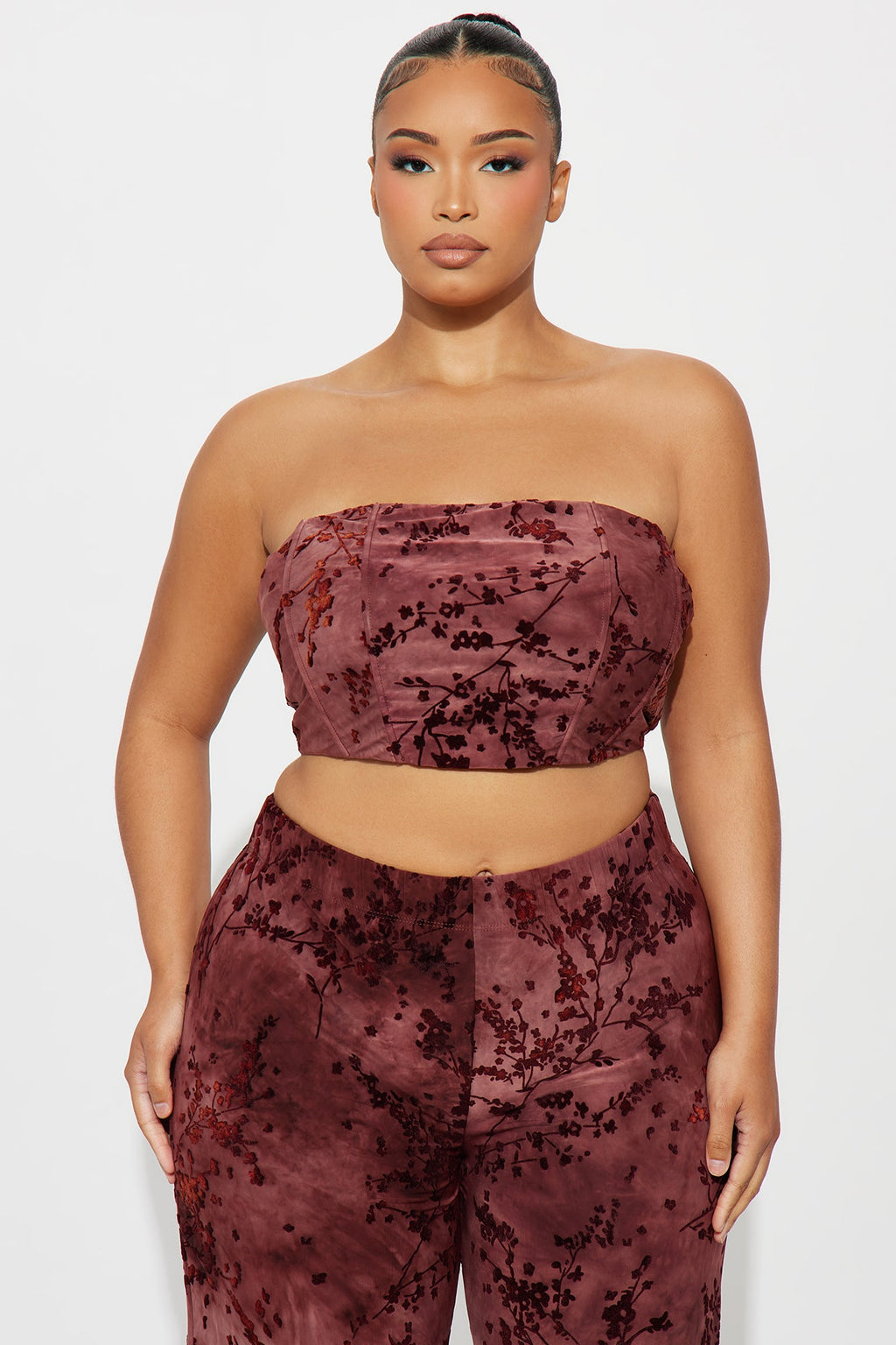 Angelique Corset Pant Set - Burgundy