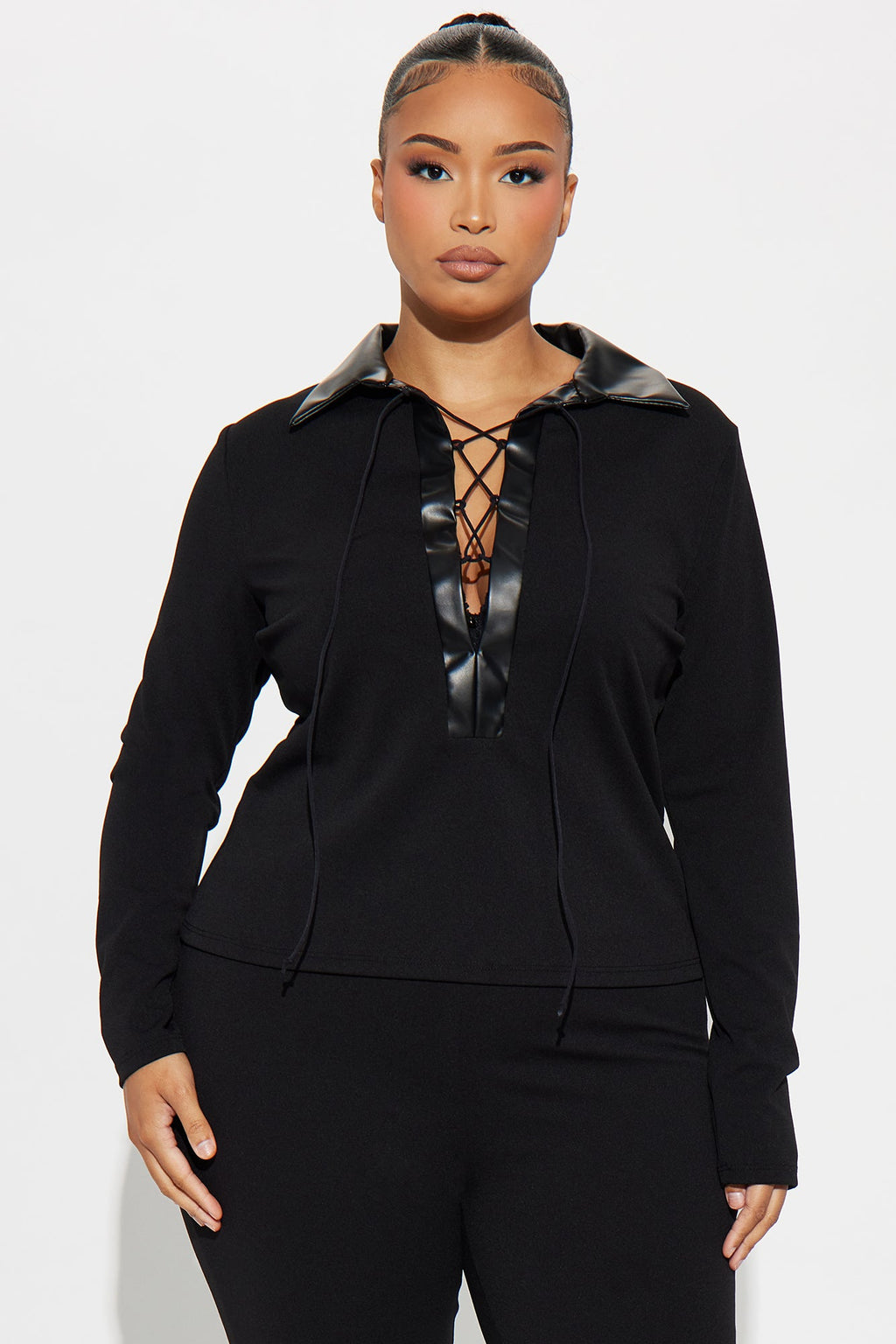 Odette Lace Up Pant Set - Black