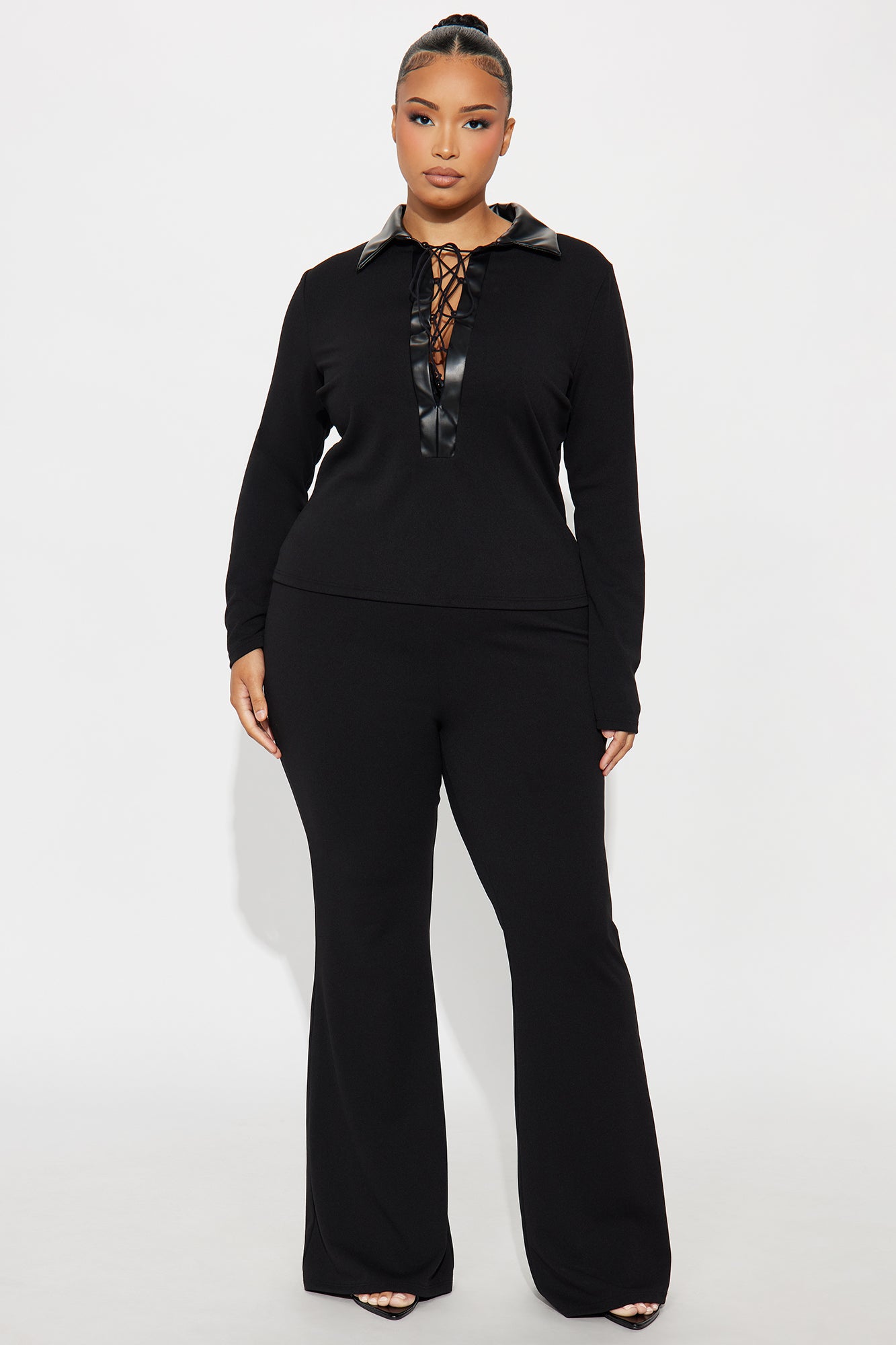 Odette Lace Up Pant Set - Black