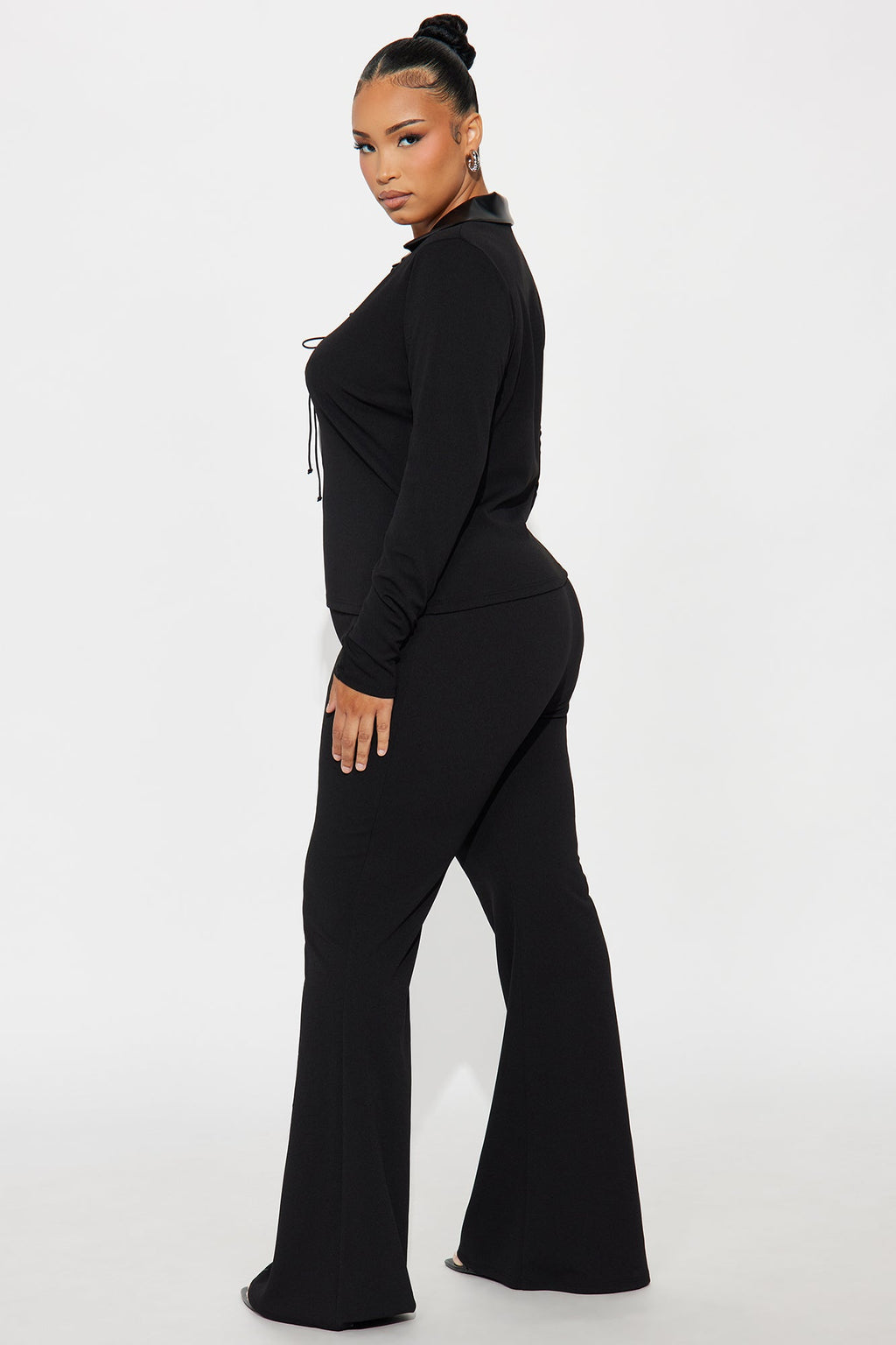 Odette Lace Up Pant Set - Black