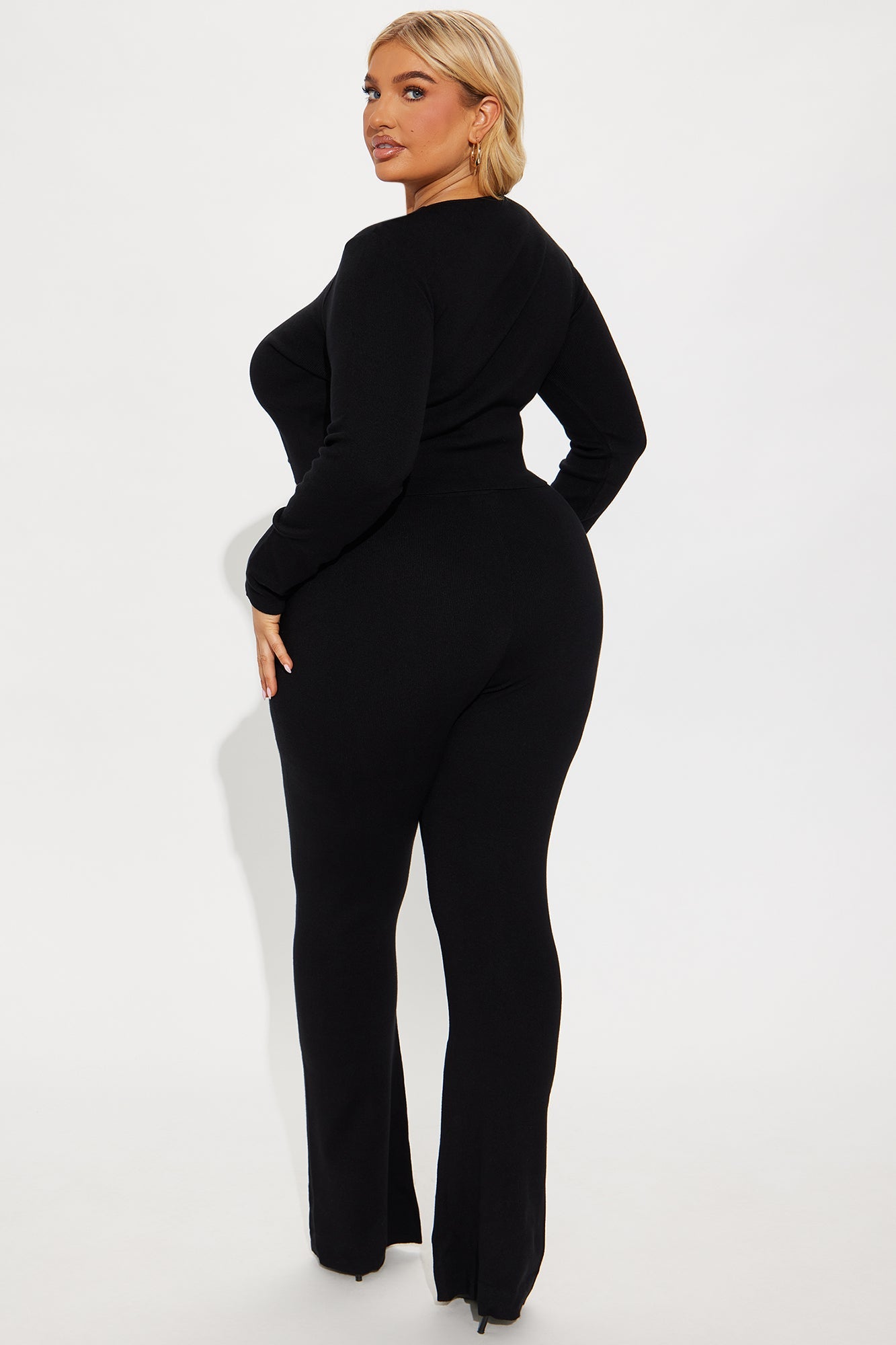 Brielle Buckled Sweater Pant Set - Black