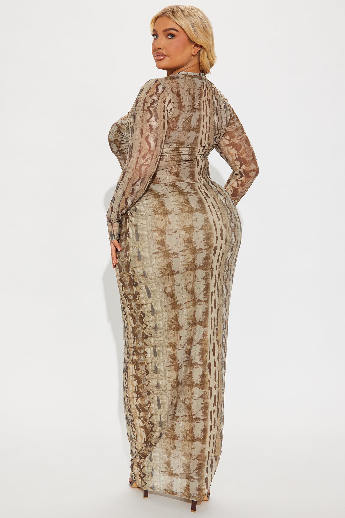 Not Your Type Mesh Maxi Dress - Olive/combo