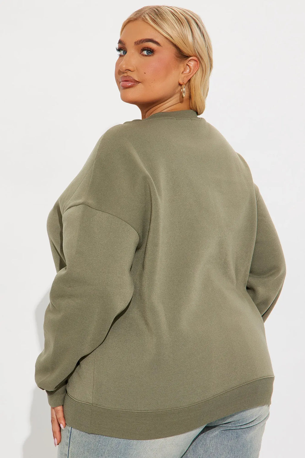 Candice Oversized Crewneck Sweatshirt - Olive 