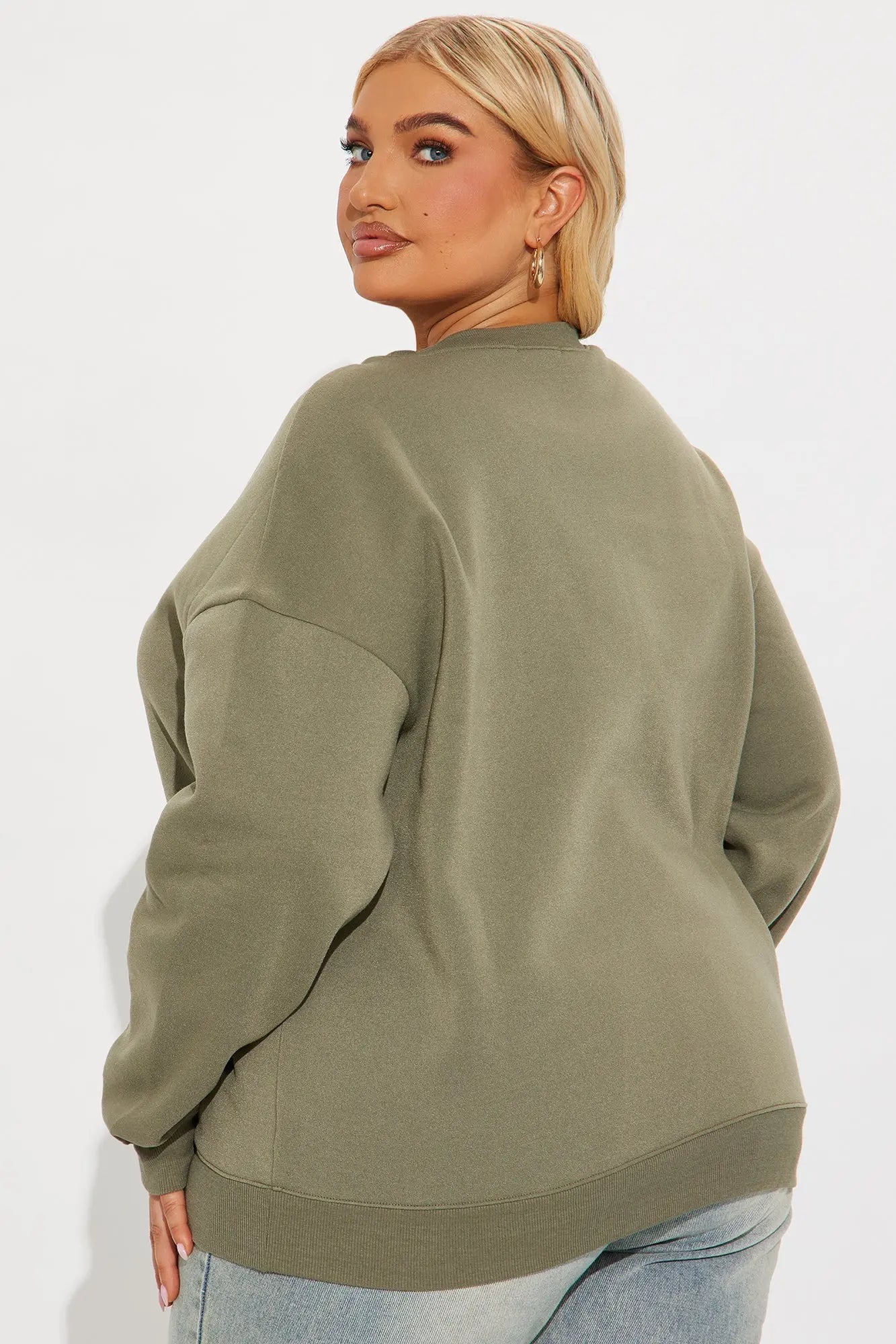 Candice Oversized Crewneck Sweatshirt - Olive 