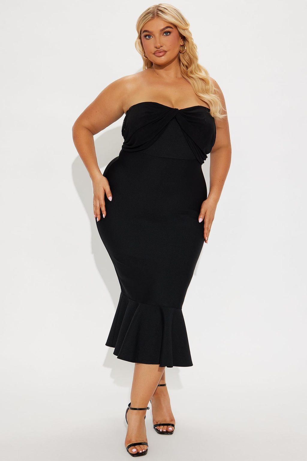 Isadora Off Shoulder Bandage Midi Dress - Black