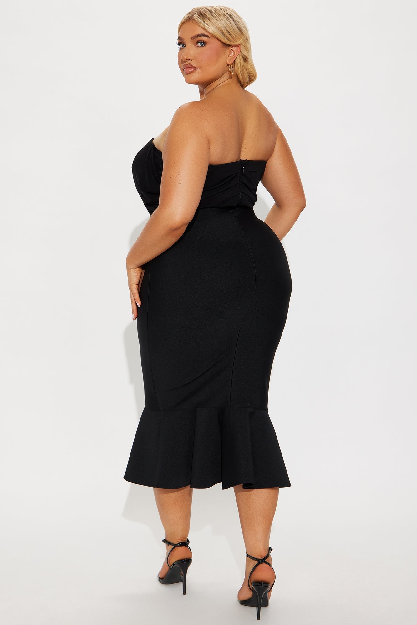 Isadora Off Shoulder Bandage Midi Dress - Black