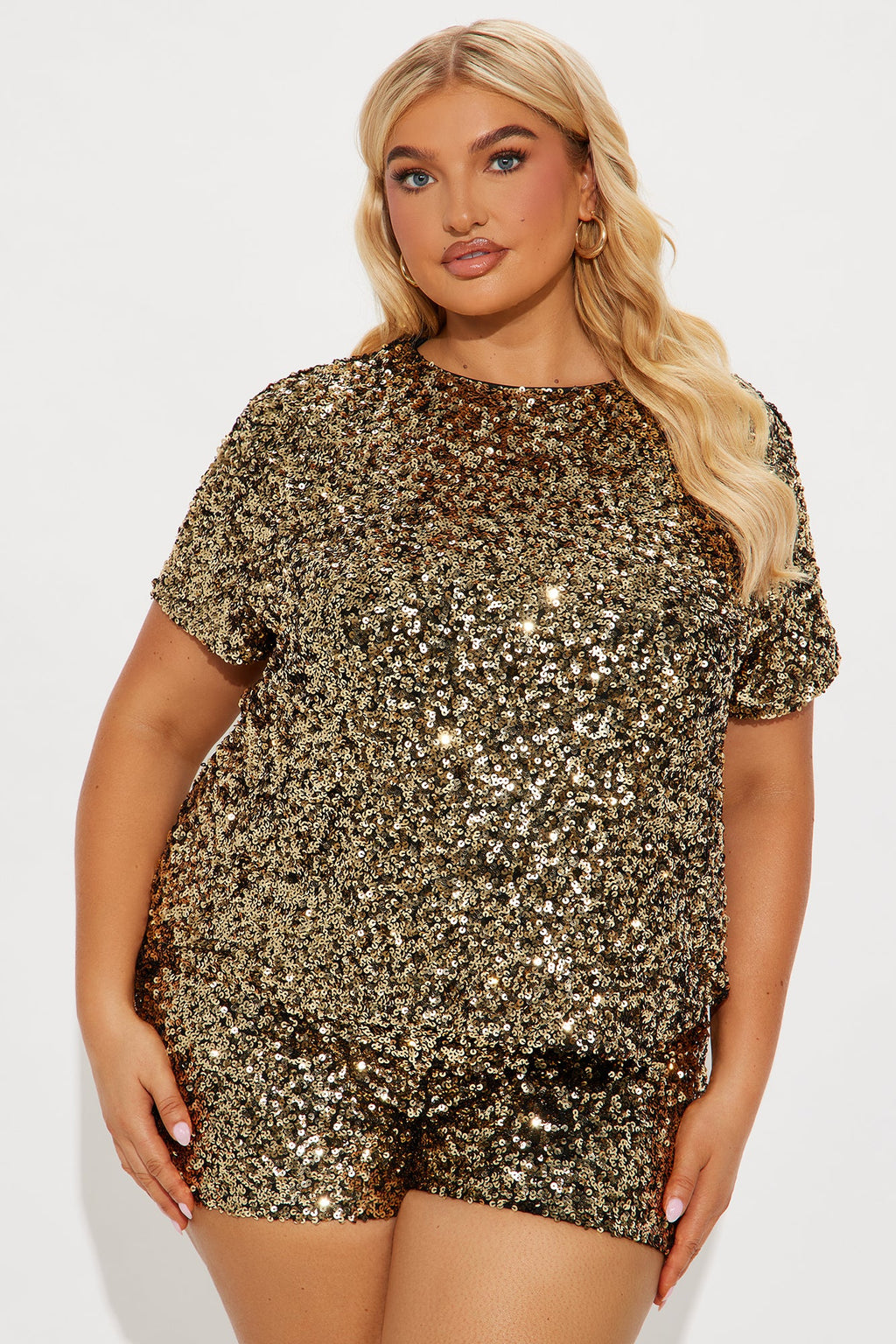 Front And Center Sequin Short Set - Black/Gold 