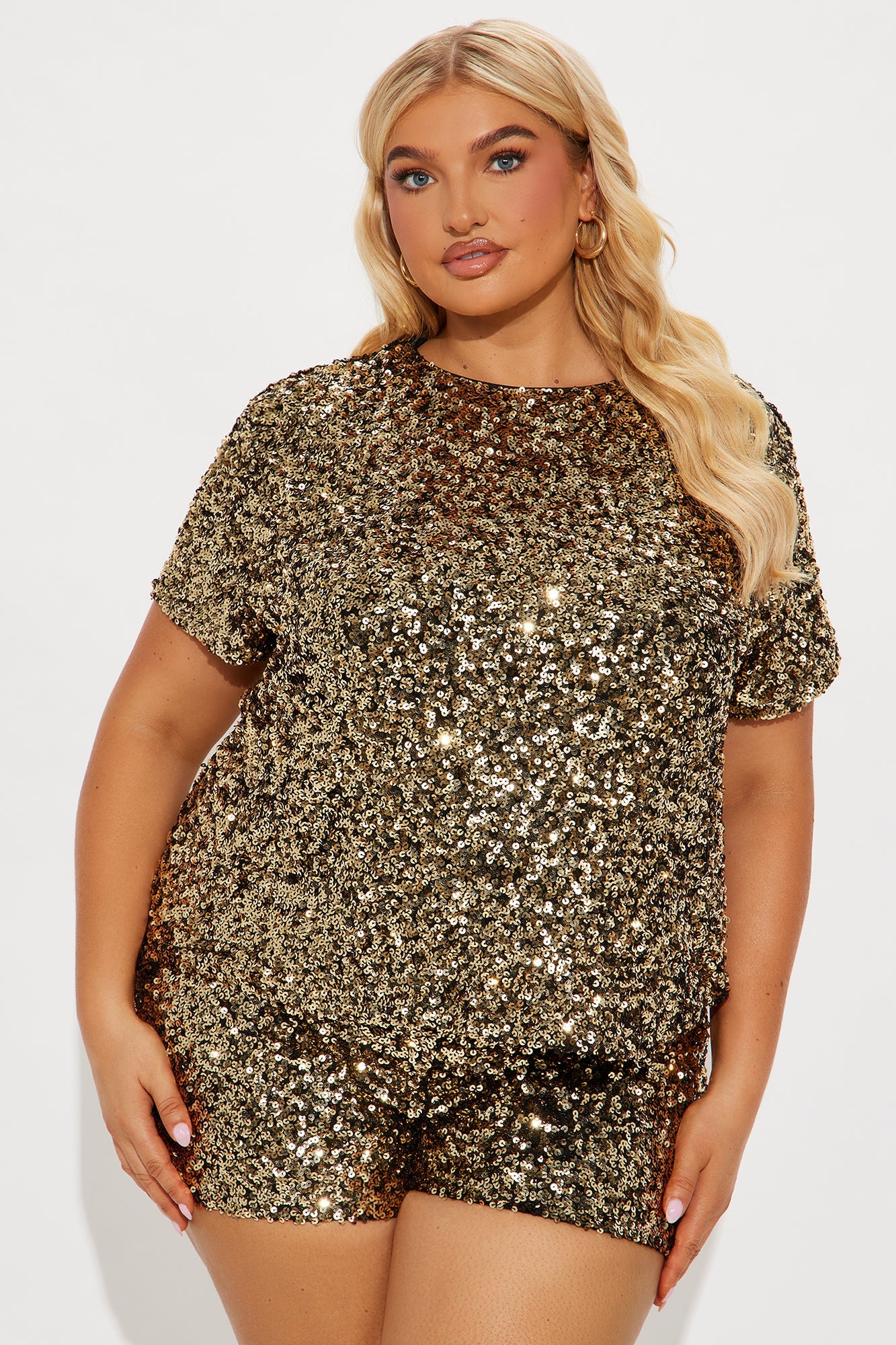 Front And Center Sequin Short Set - Black/Gold 