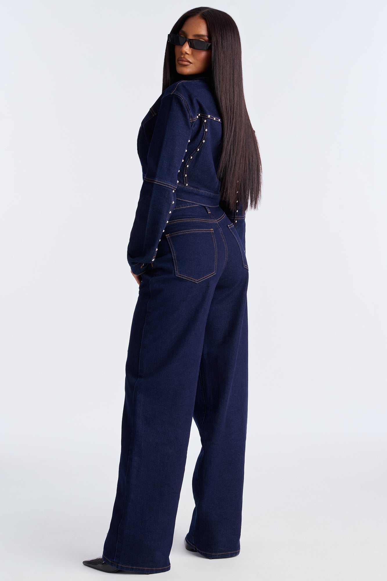 In Waves Studded Denim Jacket - Dark Wash
