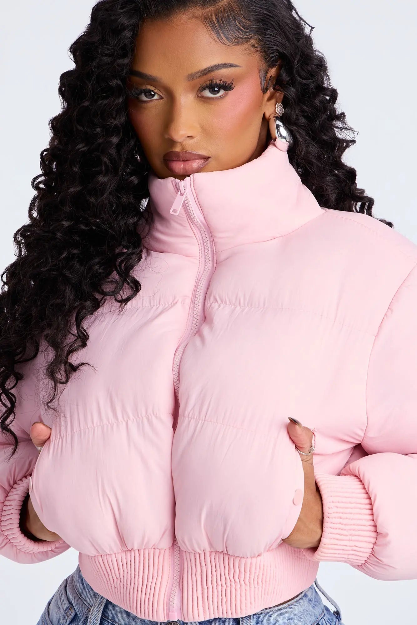 Raquel Cropped Puffer Jacket - Pink 