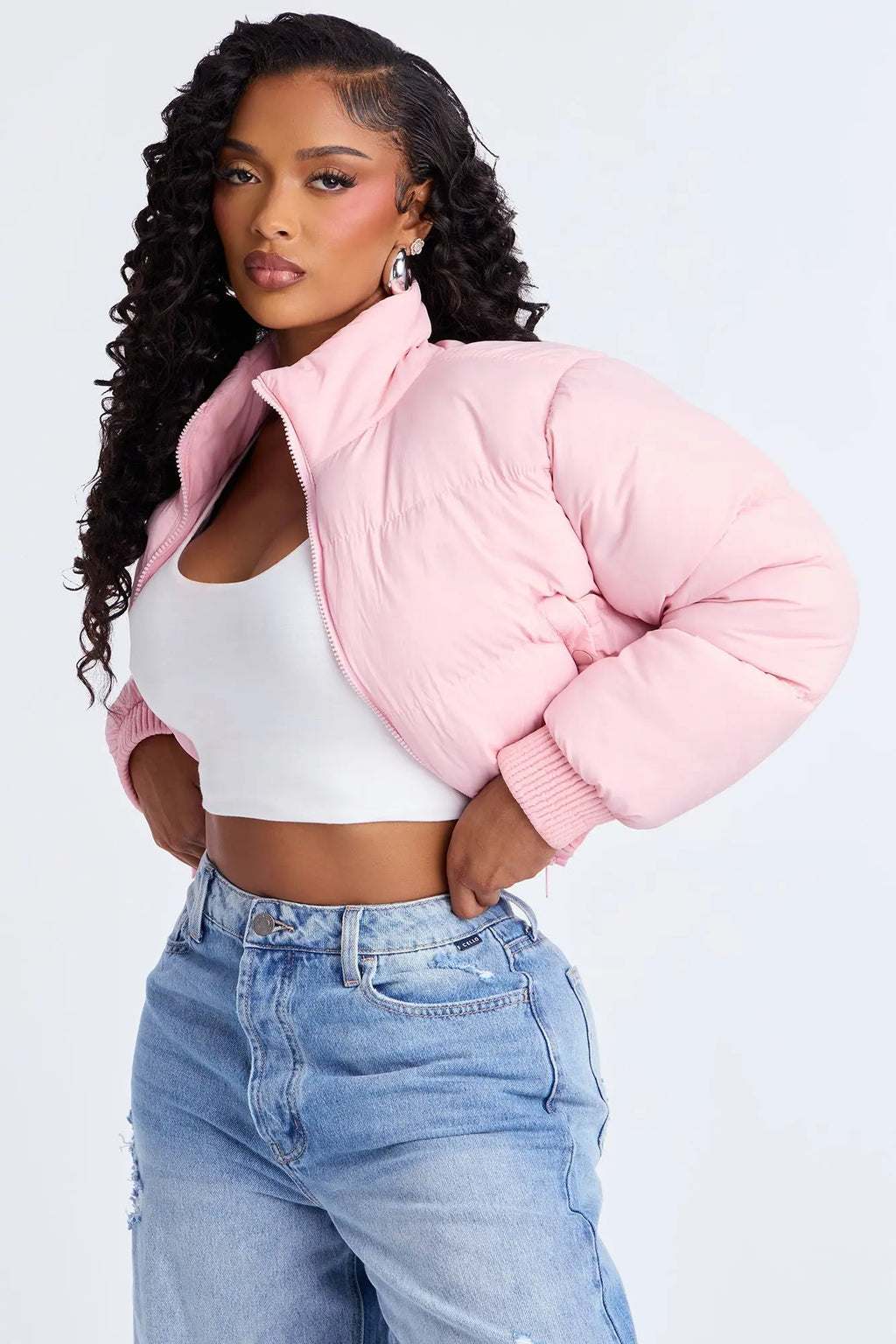 Raquel Cropped Puffer Jacket - Pink 