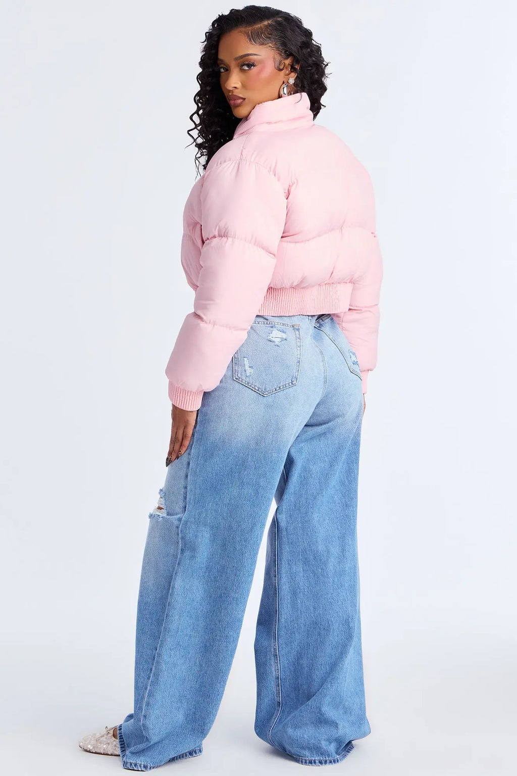 Raquel Cropped Puffer Jacket - Pink 