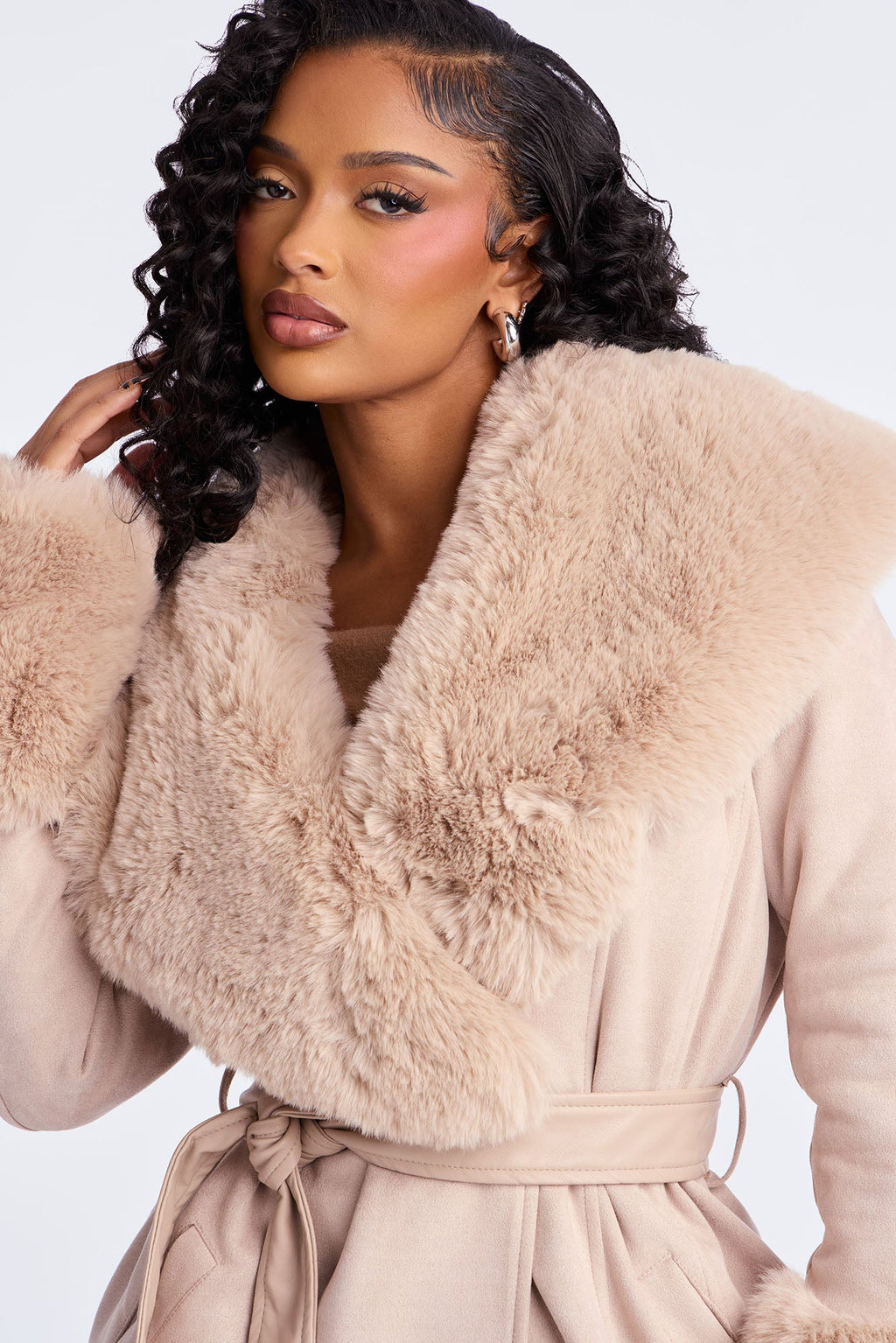 Delaney Belted Wool Trench Coat - Beige