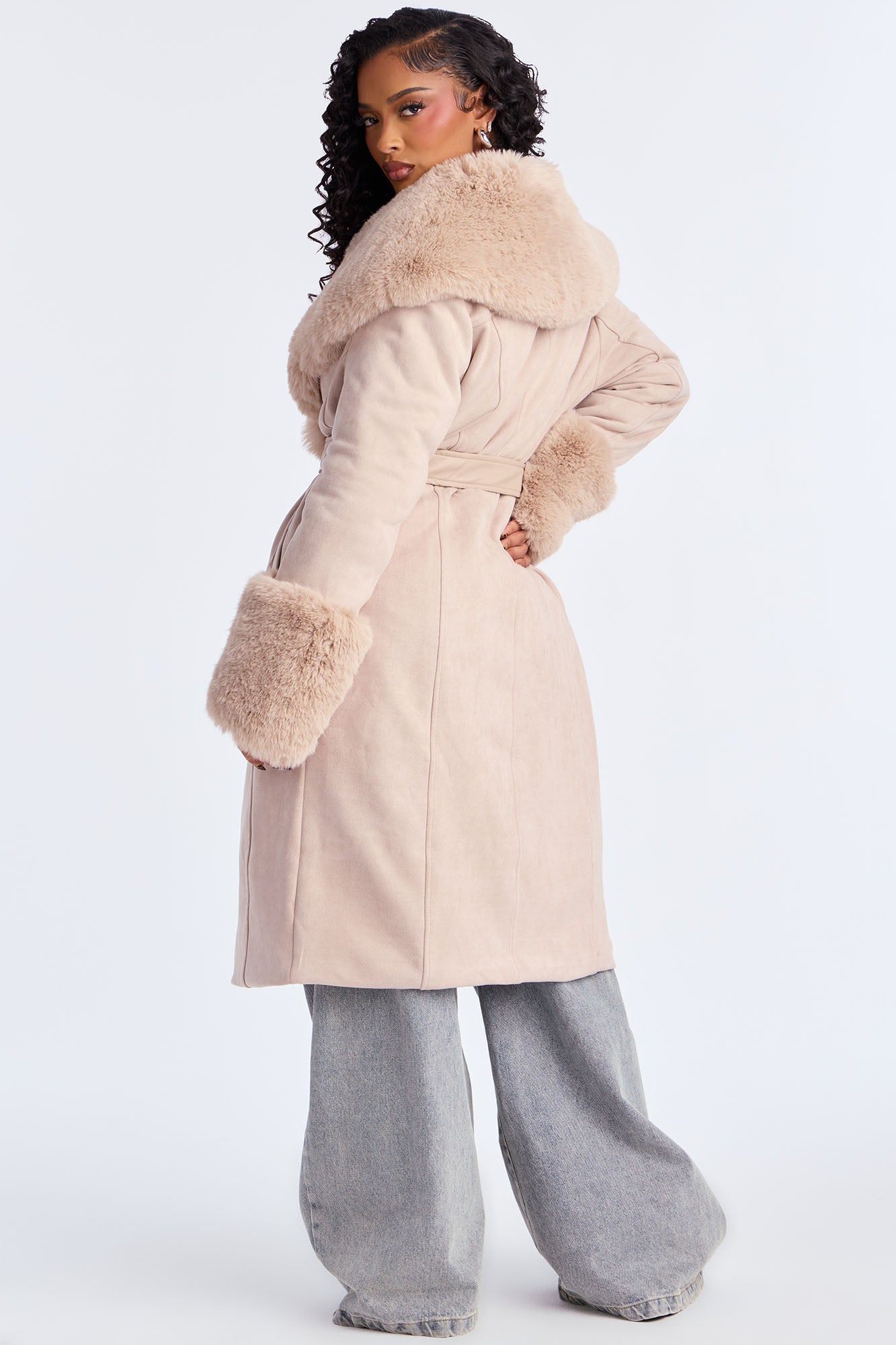 Delaney Belted Wool Trench Coat - Beige