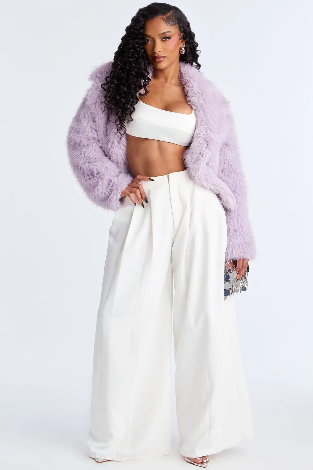Kennedy Faux Fur Coat - Lilac 