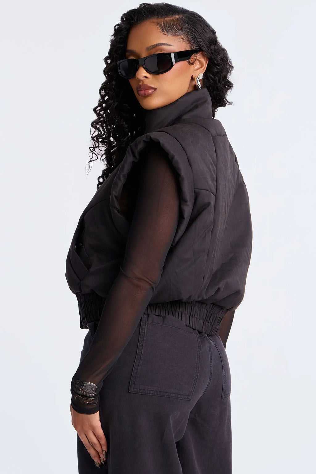 Cabin Cutie Puffer Vest - Black 