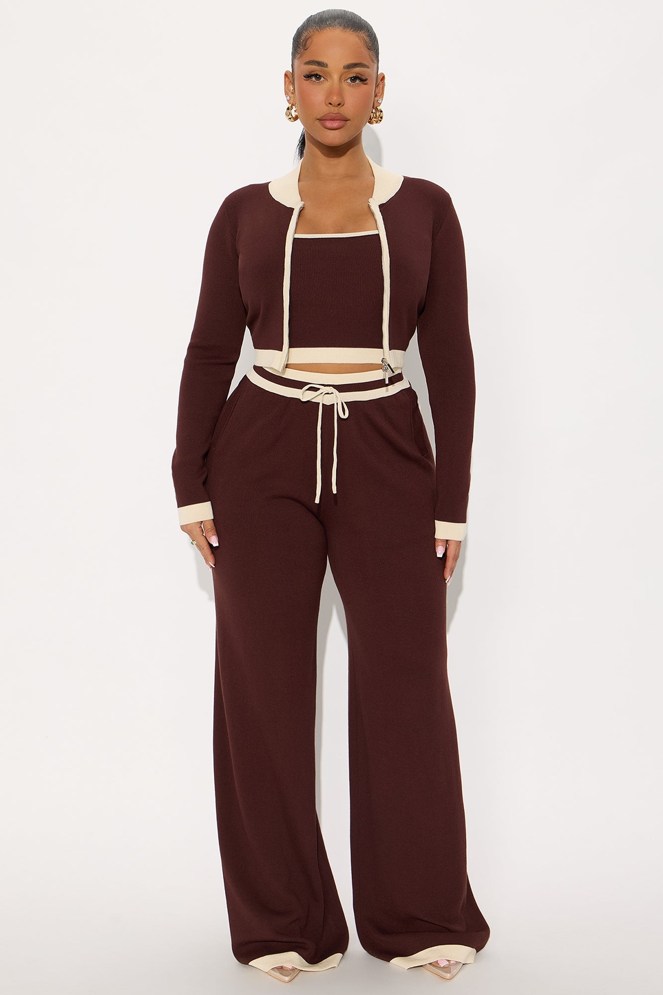 Rackell Sweater Pant Set - Brown