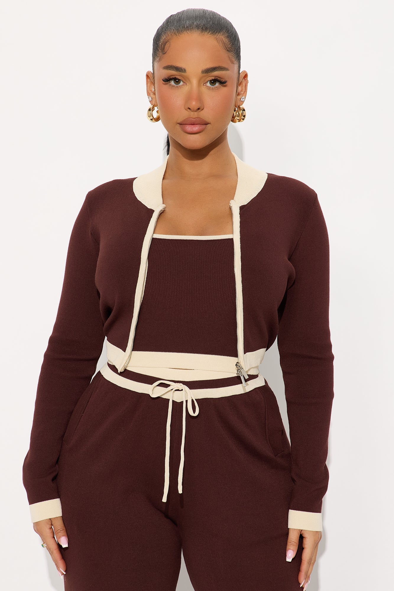 Rackell Sweater Pant Set - Brown