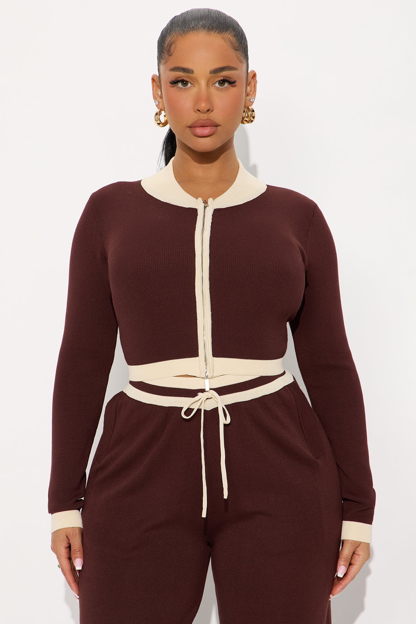 Rackell Sweater Pant Set - Brown