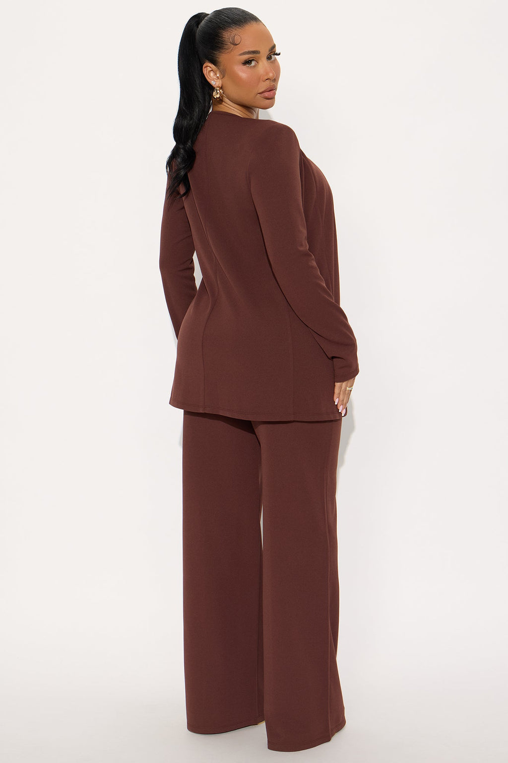 Payin' It Forward Wide Leg Pant Set - Chocolate