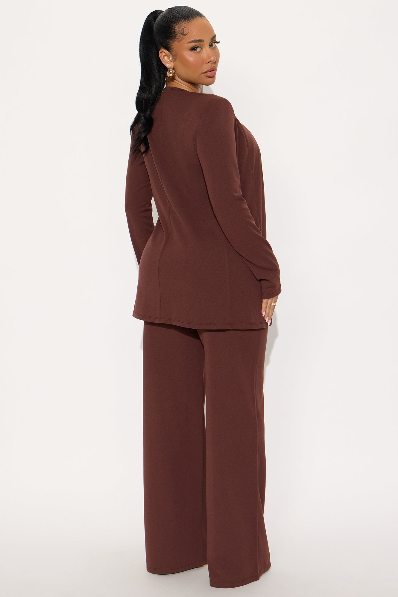 Payin' It Forward Wide Leg Pant Set - Chocolate