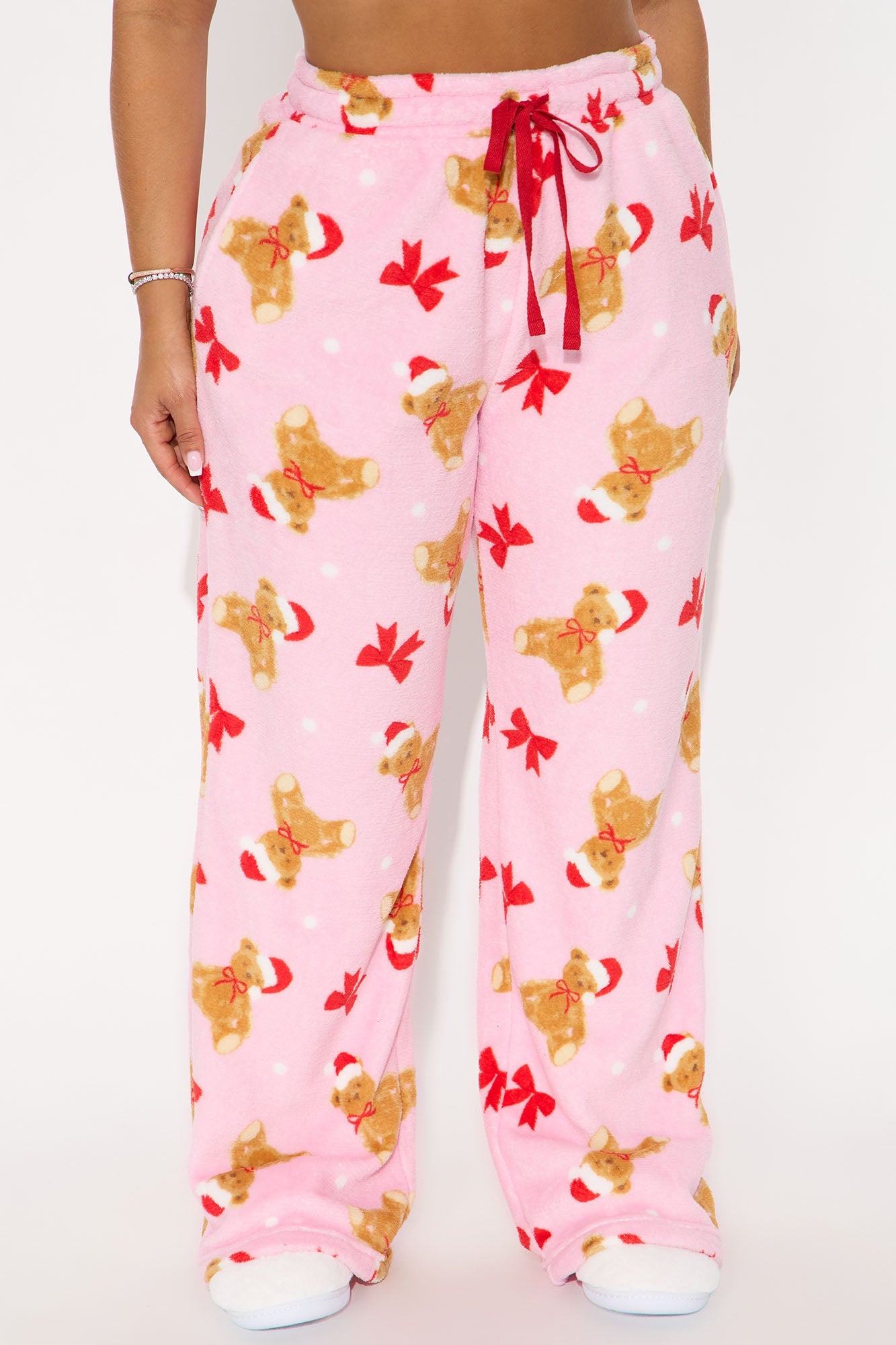 Winter Teddy Bears Plush PJ Pants - Pink/combo
