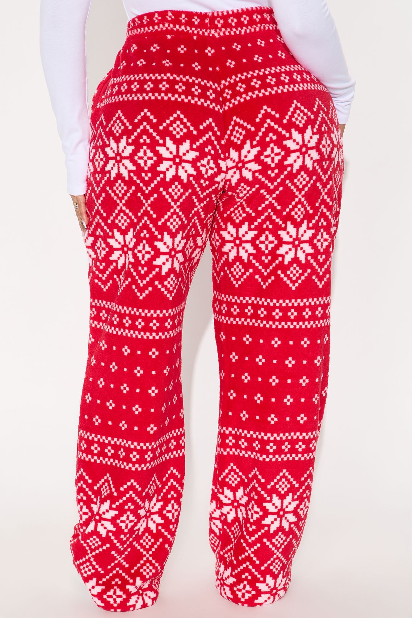 Winter Cutie Matching Family Plush PJ Pants - Red/White