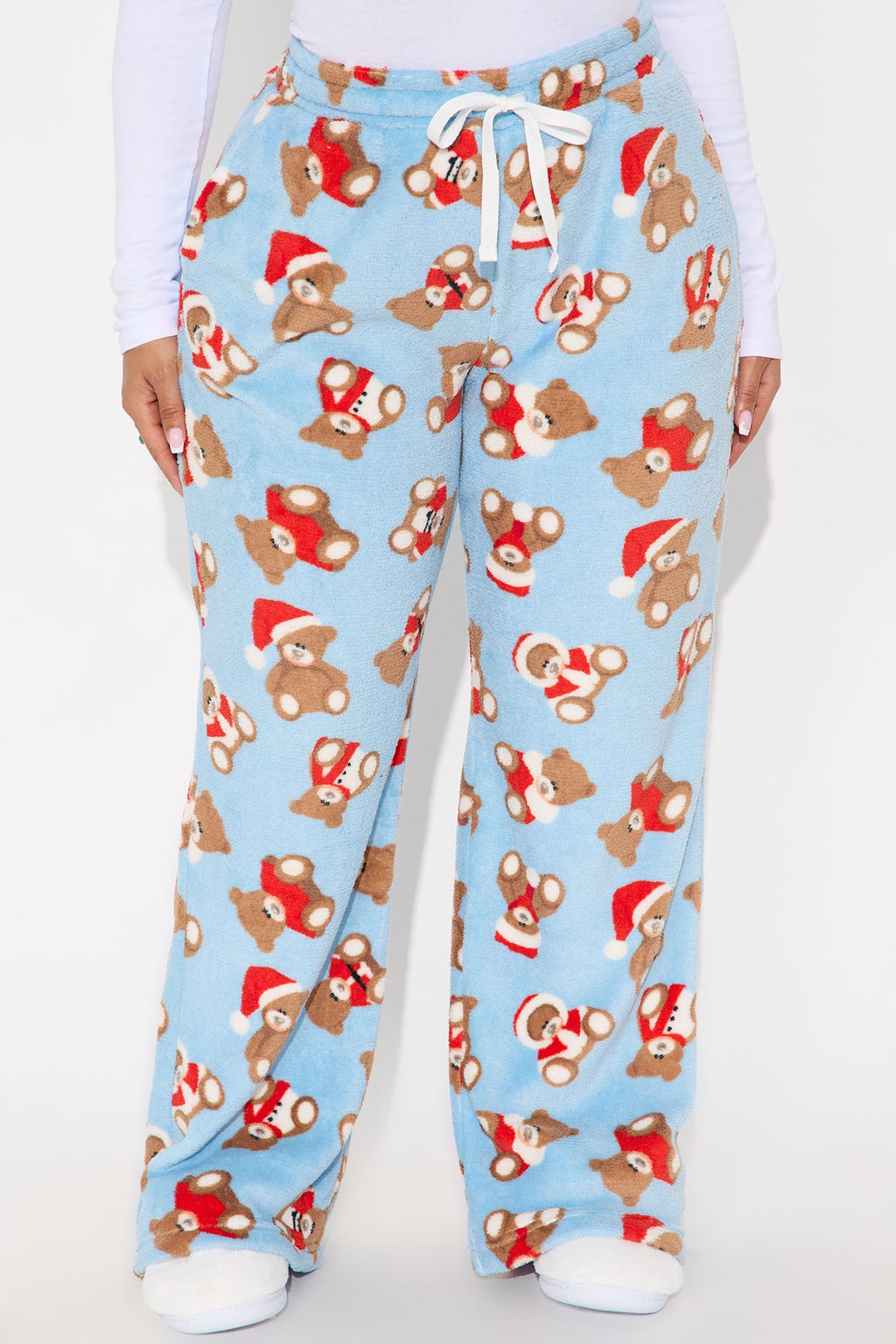 Cozy Bear Plush PJ Pants - Light Blue