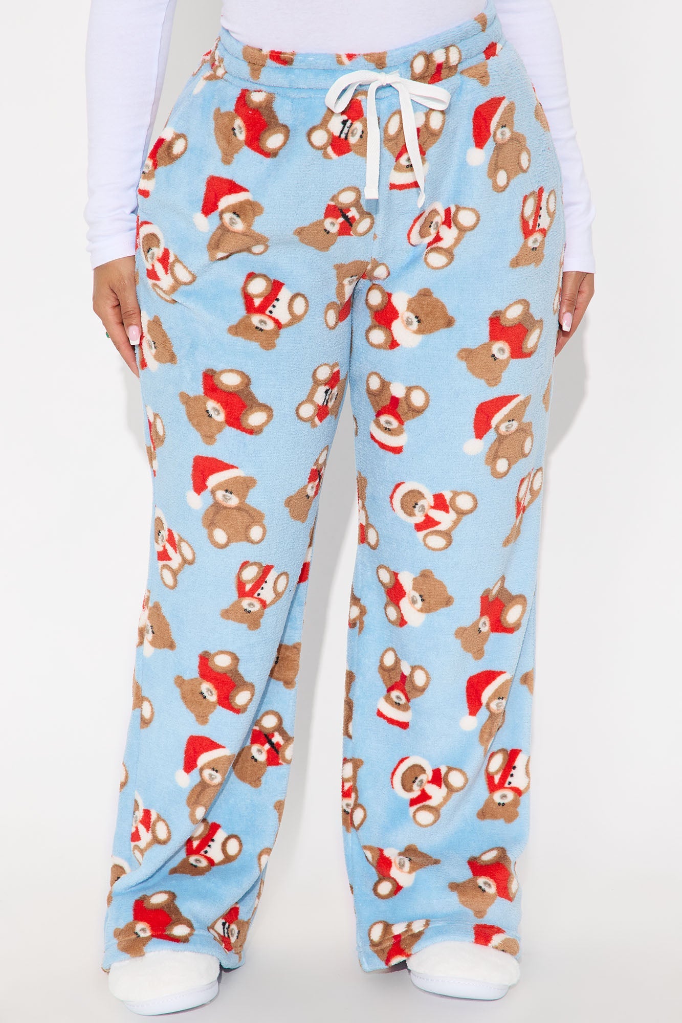 Cozy Bear Plush PJ Pants - Light Blue
