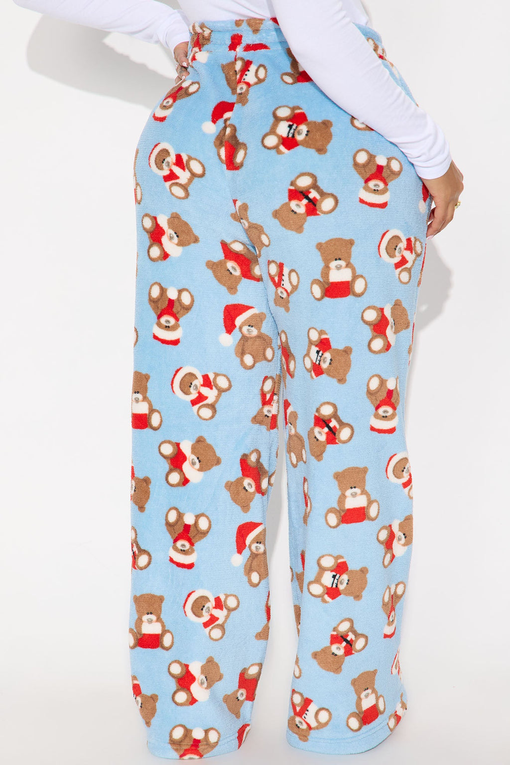 Cozy Bear Plush PJ Pants - Light Blue