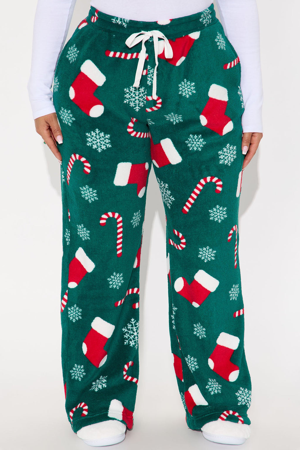 Stocking Stuffer Matching Family Plush PJ Pants - Green/combo