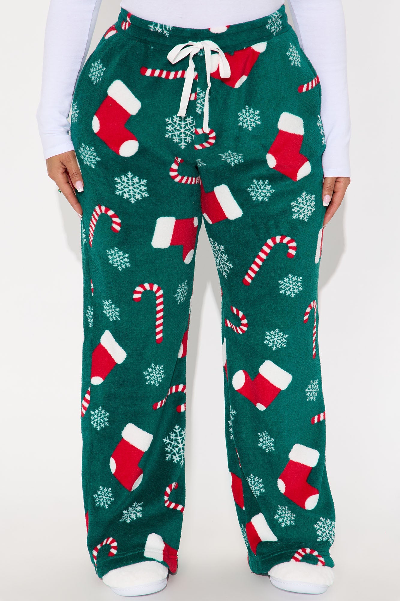 Stocking Stuffer Matching Family Plush PJ Pants - Green/combo