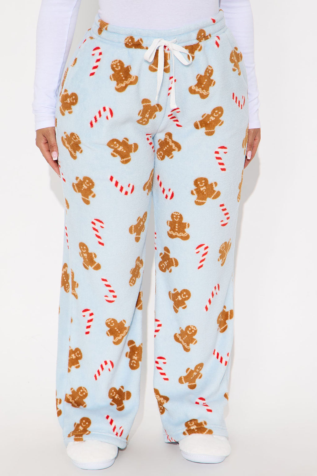 Gingerbread Holiday Plush PJ Pants - Light Blue