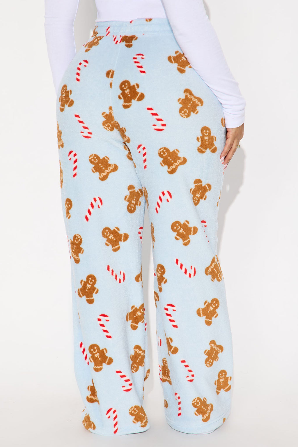 Gingerbread Holiday Plush PJ Pants - Light Blue