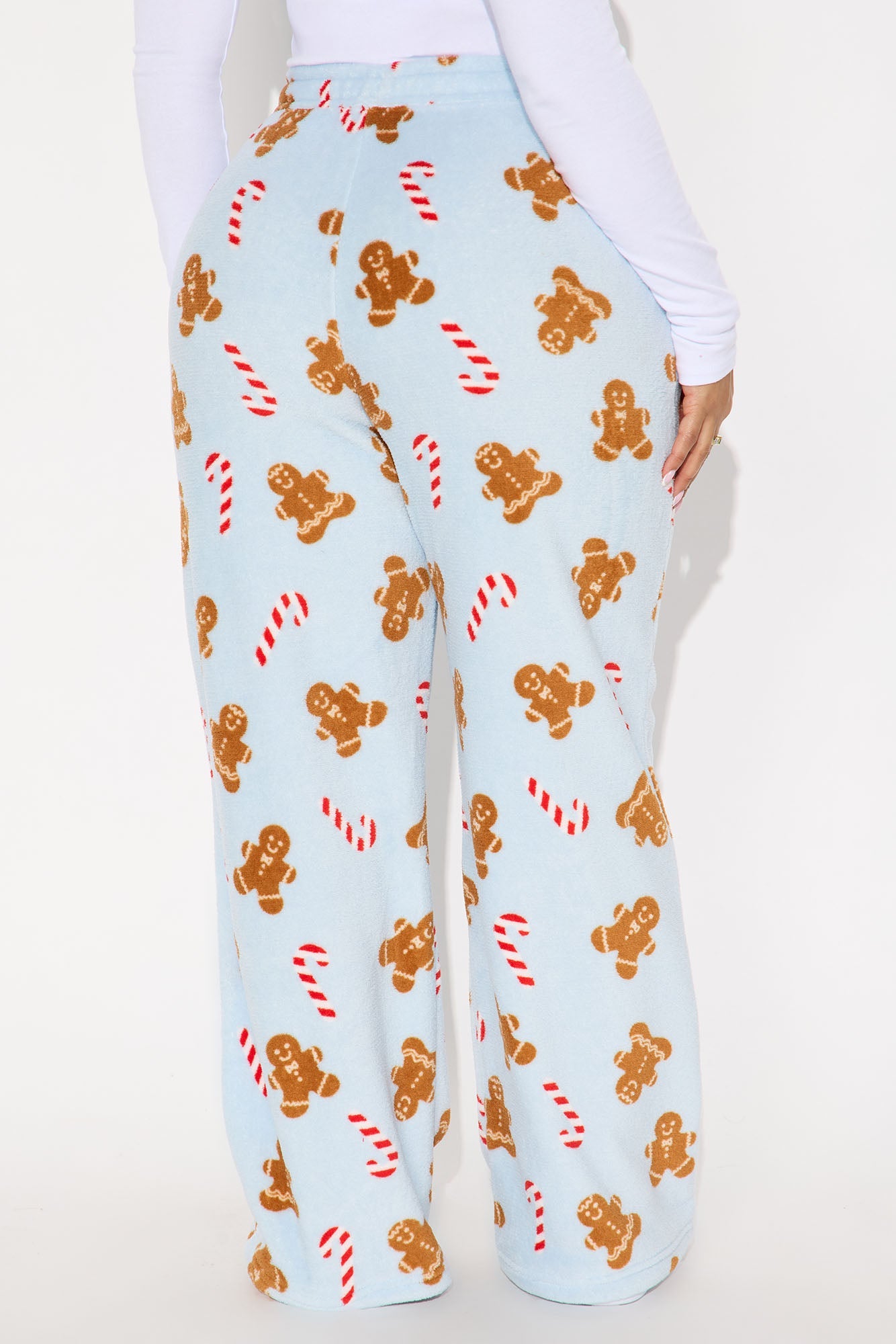 Gingerbread Holiday Plush PJ Pants - Light Blue