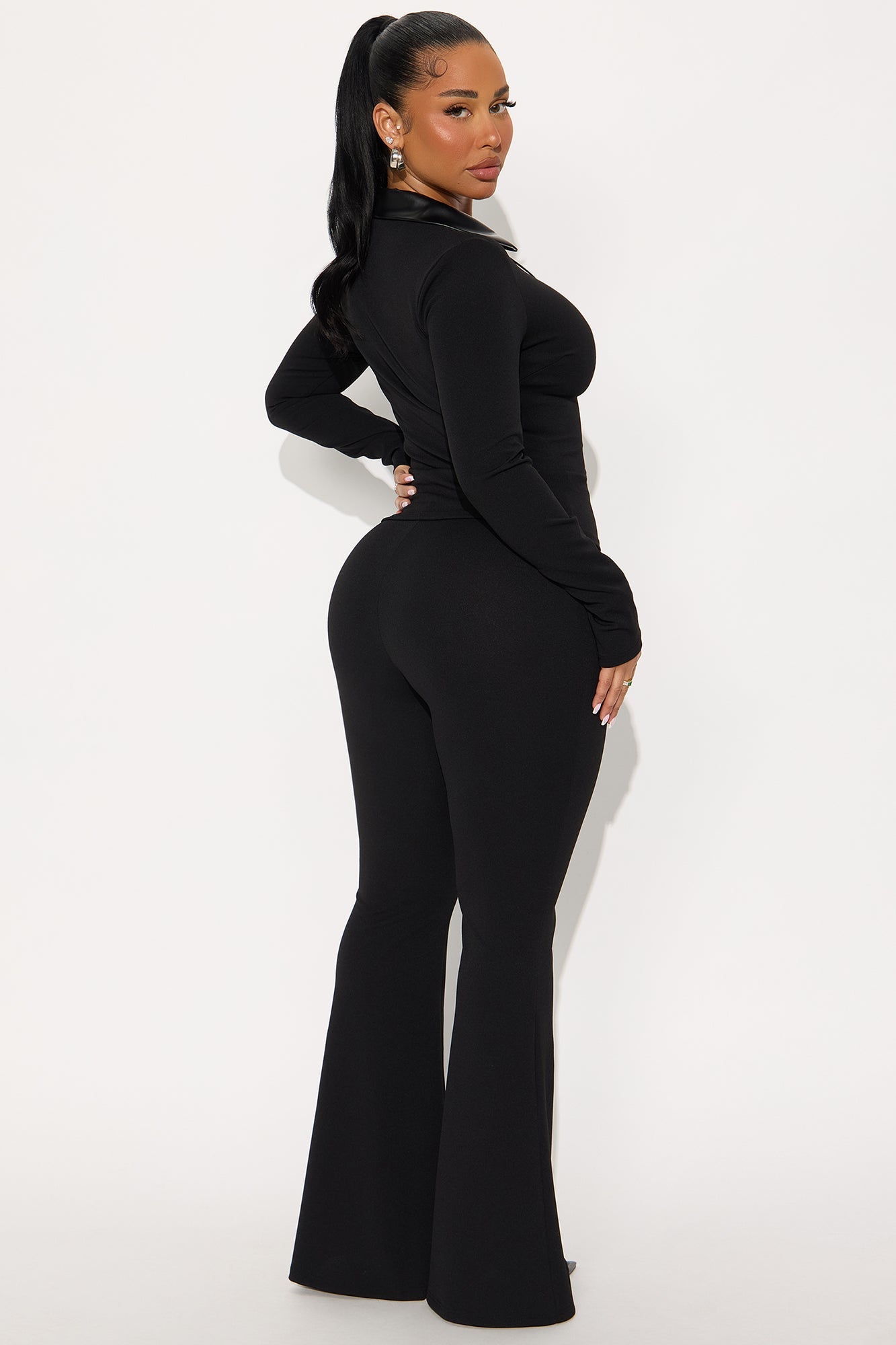 Odette Lace Up Pant Set - Black