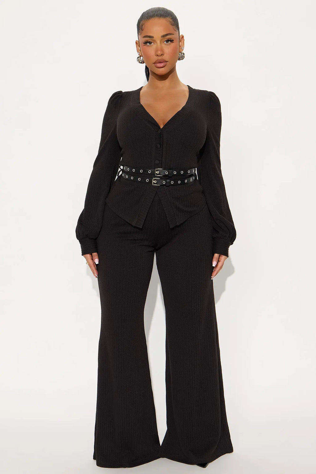 Better Together Belted Pant Set - Black 