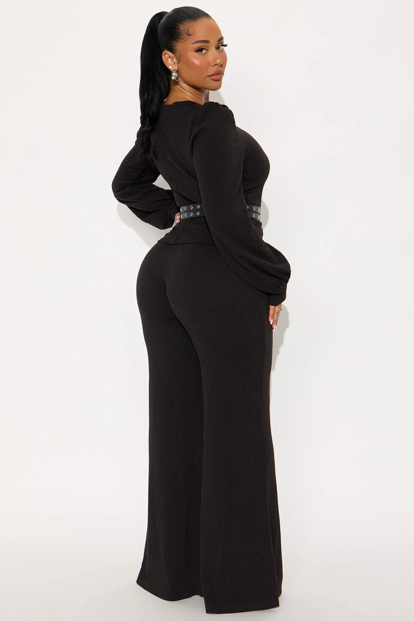 Better Together Belted Pant Set - Black 