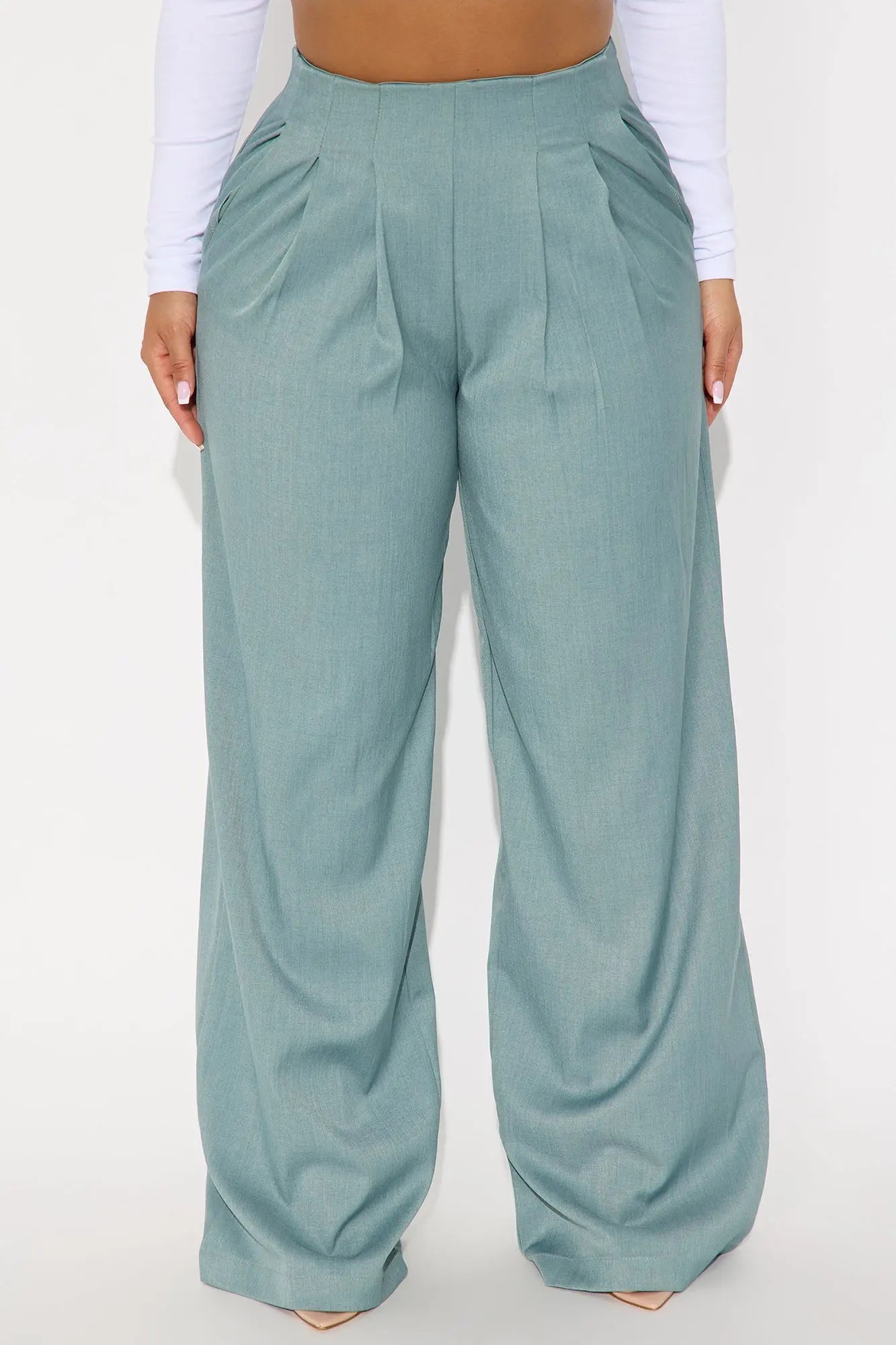 Nicole Wide Leg Trouser Pant 33 - Blue 