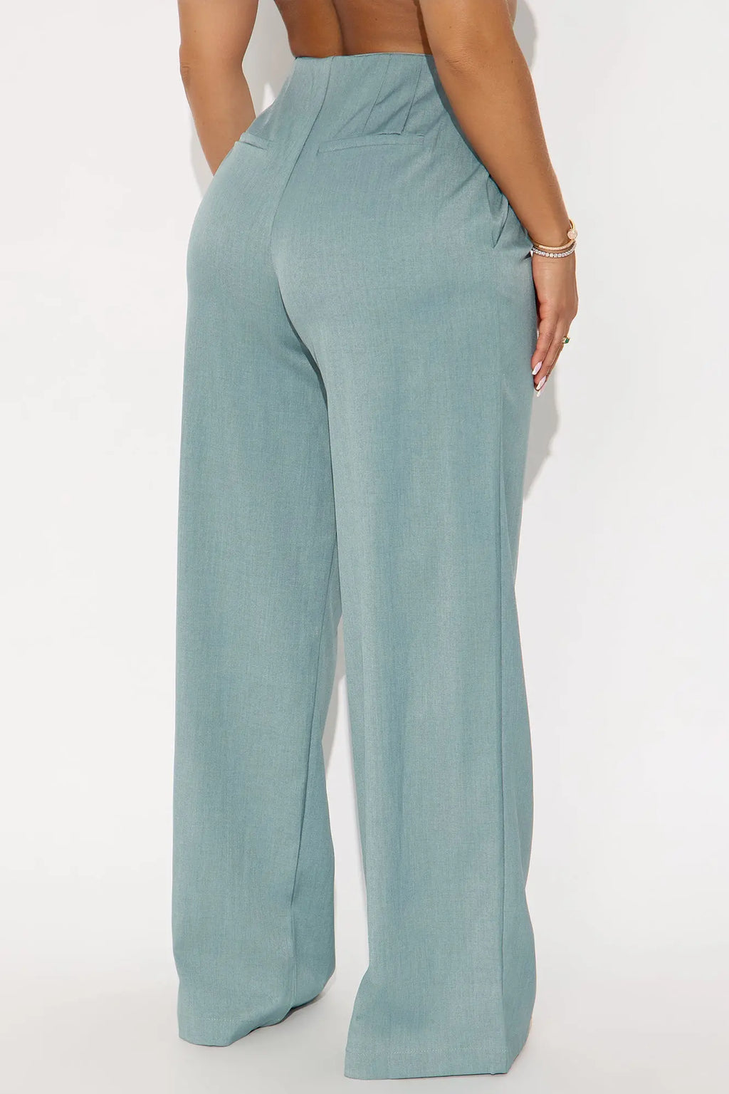 Nicole Wide Leg Trouser Pant 33 - Blue 